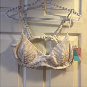 NWT Ardene Cream Textured bikini top size xl